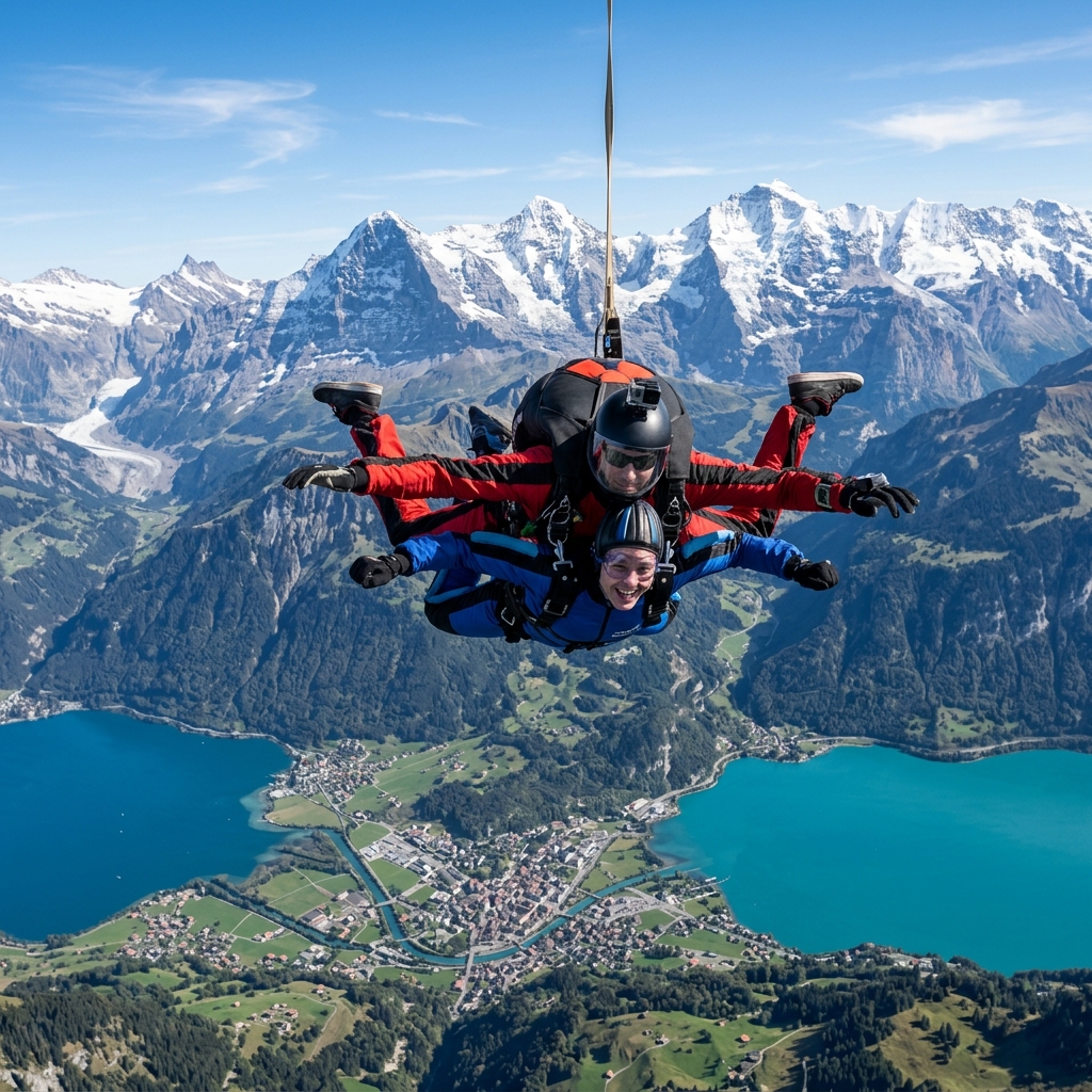 Skydiving over Interlaken Swiss Alps